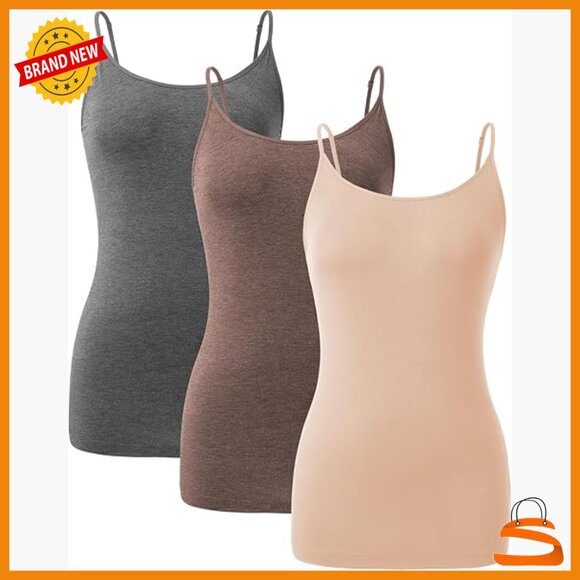 Other - 3 Pack Bamboo Rayon Camisoles Adjustable Straps Layering Sleepwear
